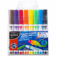 Kidea Flamastry ze stożkową końcówką 8 kolorów
