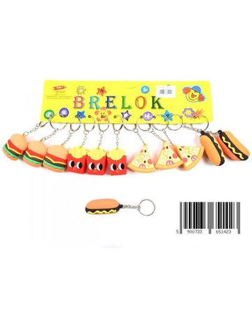 D42315 / BRELOK HAMBURGER-PIZZA-HOTDOG ZA KPL (100)