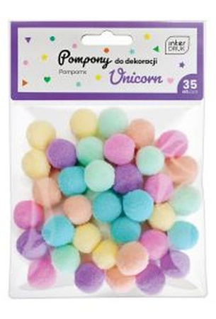 Pompony do dekoracji 35szt. UNICORN
