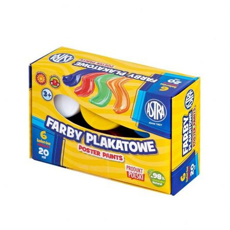 Farby plakatowe ASTRA 6 kol x 20 ml Standard box