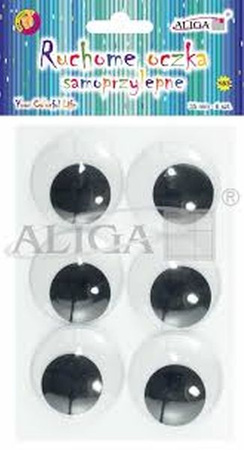 Ruchome oczka MT-6424 samoprzylepne okrągłe 35 mm, op. zawiera 6 szt.  