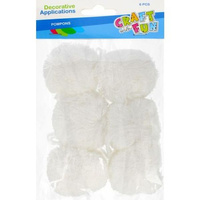 OZDOBA DEK POMPON WEŁNA 6SZT BIAŁE CF 12 144