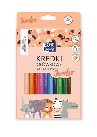 Oxford Kredki ołówkowe Kids Jumbo 12 kolorów