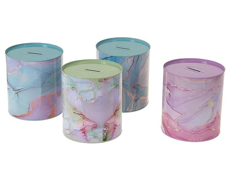 Skarbonka duża, metalowa, puszka 15x13,5cm, wzór marmur (3/610842 )