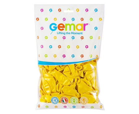 Balony GM90 metalizowane 10' 26cm - żółte 030 / 100 szt.