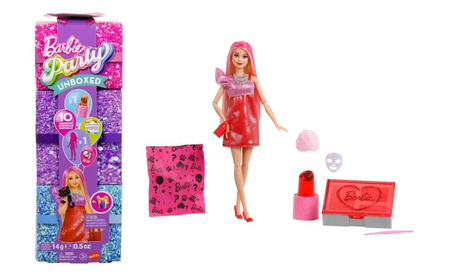 Barbie Party Unboxed. Glam Party. Stylowe przygotowania. Lalka. Zestaw czerwony, JFY68
