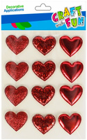 OZDOBA DEK NAKLEJKI PUFFY SERCE 9SZT CF 12 288