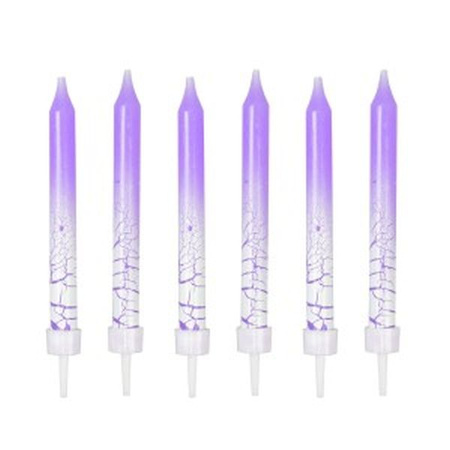Świeczki urodzinowe z efektem spękania (6 szt.) fioletowe
