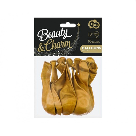 Balony Beauty&Charm, metaliki c. złote 12'/ 10 szt.