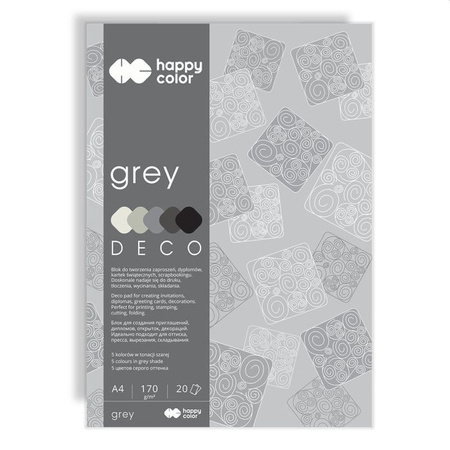 Happy color Blok kreatywny- deco GREY odcienie szarości, A4-170g