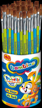 Pędzelki do farb i kleju Bambino mix 40 sztuk w kubku