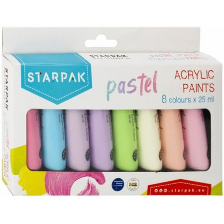Farby Akrylowe Pastelowe 8 kolorów 25ml Starpak