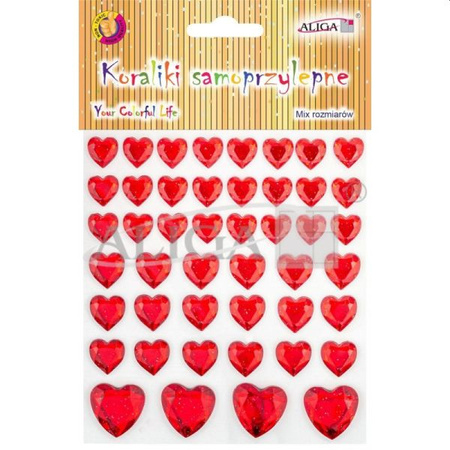 Dżety JET-3058 kryształki samoprzylepne serca mix