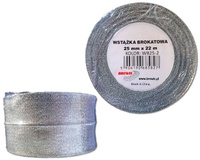 Wstążka brokatowa 25mm WB25-2 srebrna