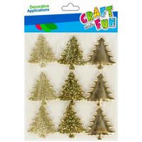 OZDOBA BN NAKLEJKI CHOINKA Złota 9SZT CF 12 288