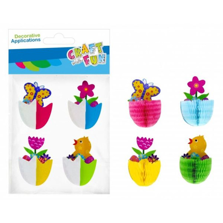 OZDOBA NAKLEJKI KWIATY HARMONIJKA 4SZT CF 