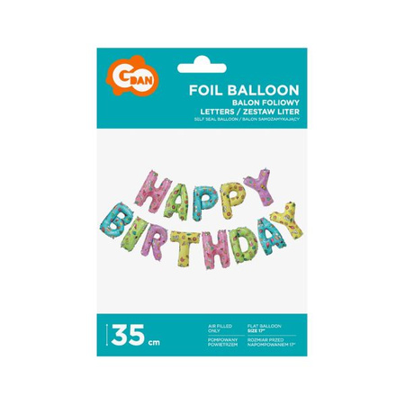 BALONY FOLIOWE LITERY HAPPY BIRTHDAY WYS 35CM