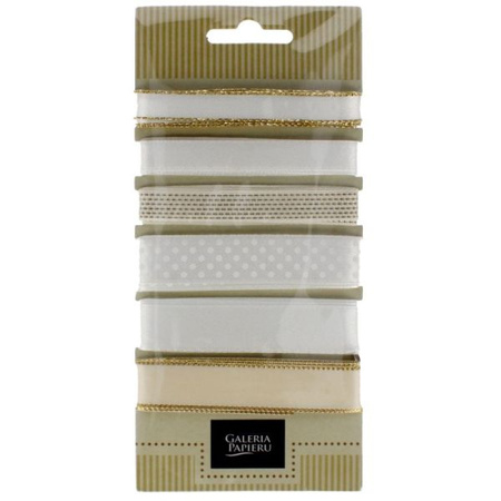 Tasiemki, zestaw kremowy 6 x 1,5m- produkt dekoracyjny