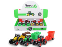 Traktor metalowy z przyczepą, display 8szt; 34,8x25,5x6cm, Box. . (5906245346895 )