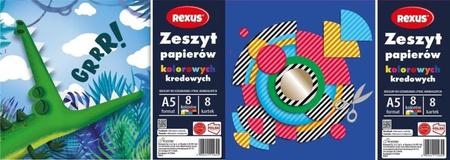 Zeszyt A5 Papierów Kolorowych Kredowych 8 kolorów Baniamin