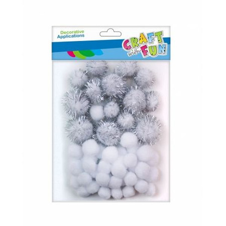 CF OZDOBA DEK POMPON 50SZT/MIX BIEL BROK 12/144