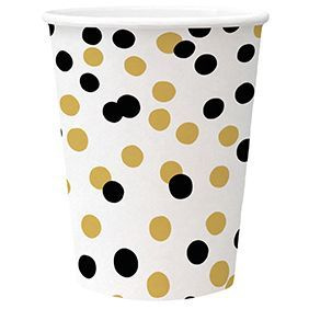 PAW Kubki papierowe 0,25l Confetti Gold-Black 8szt.