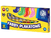 FARBY PLAKATOWE ASTRA 12 KOLORÓW TUBA  30 ML