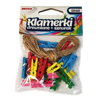 Klamerki 2.5cm SPKZ25 kolorowe + sznurek