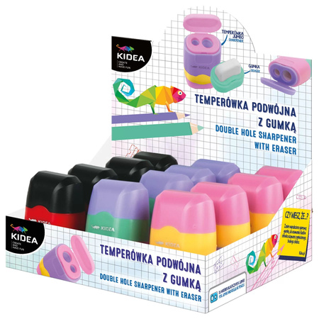 Temperówka podwójna z gumką Kidea