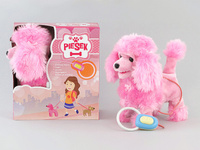 Piesek pluszowy na baterie, sterowany kablem, różowy; 24x14x16cm, 28x15x25cm, Adar