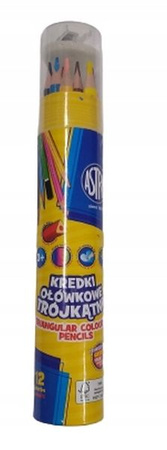 KREDKI  ołówkowe trójkątne 12 KOL W TUBIE