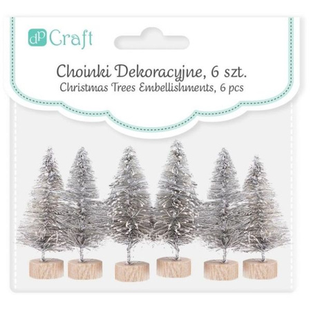 CHOINKI DEKORACYJNE 5 CM, 6 SZT. - SREBRNE