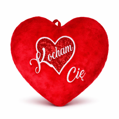 Serce z napisem 'Kocham Cię-brokatowe zdobienie' 25cm Walentynka
