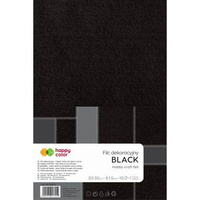 Filc dekoracyjny, 20x30 cm, 1,5 mm, 10 ark., czarny, Happy Color