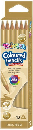 KIDS KREDKI OŁÓWKOWE TRÓJKĄTNE 12 SZTUK / ZŁOTE / COLORINO /12/