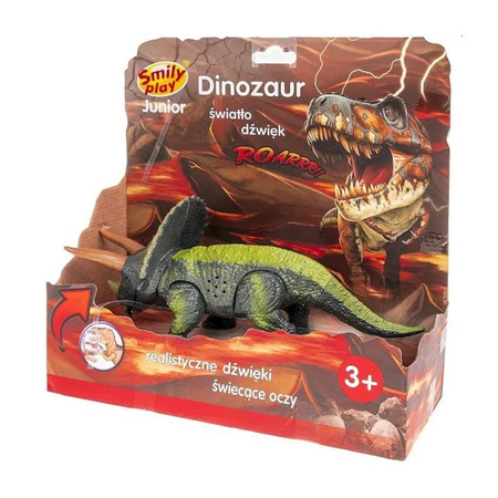 Interaktywny dinozaur Triceratops z ruchomymi elementami i świecącymi oczami, Smily Play Junior