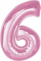 BALON FOLIA CYFRA 6 J.RÓŻ 92CM