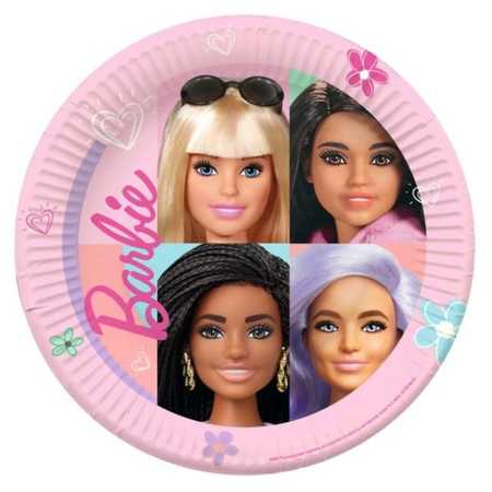 Talerzyki papierowe Barbie Sweet Life, okrągłe 23 cm, 8 szt.