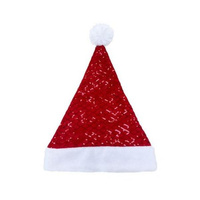 Czapka Mikołaja błyszcząca czerwone cekiny, 30x42 cm