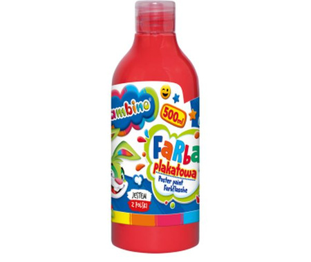 Farba plakatowa BAMBINO w butelce 500 ml - czerwona