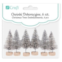 CHOINKI DEKORACYJNE 5 CM, 6 SZT. - SREBRNE