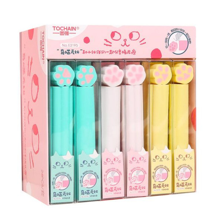 Gumka do ołówka kocia łapka, rozm gumki 20x113mm oraz 20x20mm, TO