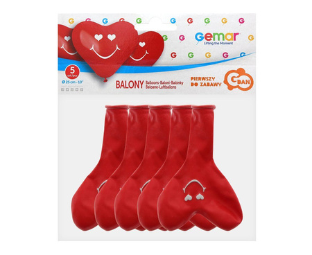 Balony Premium Uśmiechnięte Serca, 5 szt.