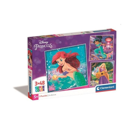 Puzzle 3x 48 elementów, Księżniczki Disney'a