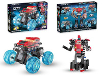 Zestaw klocków - auto-robot, od 158 do 191 części, światło, display 4szt; 34x21x22cm, Box