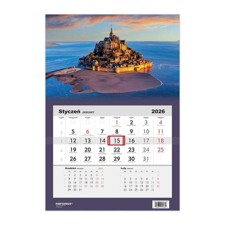 Kalendarz 2026 jednodzielny Francja