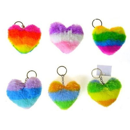 BRELOK pluszowe serce mix