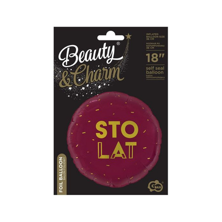 Balon foliowy Sto Lat (bordowy), 18'