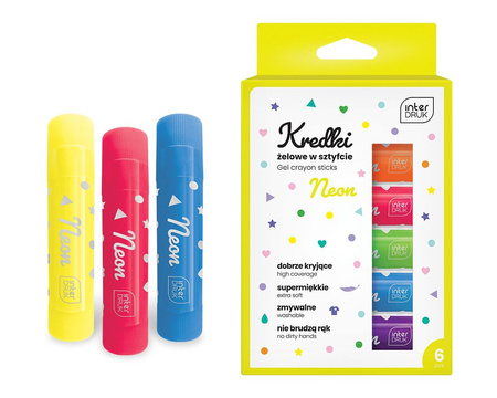 Interdruk Kredki żelowe w sztyfcie Neon 6 kolorów