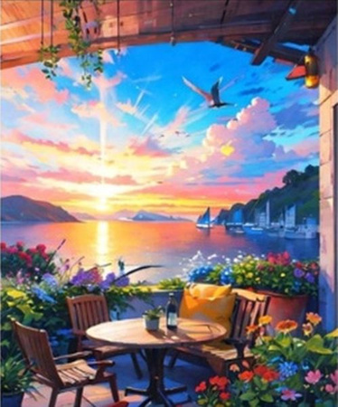 MALOWANIE PO NR. DOM ŚWIT NA PATIO, PAK 15  40X50